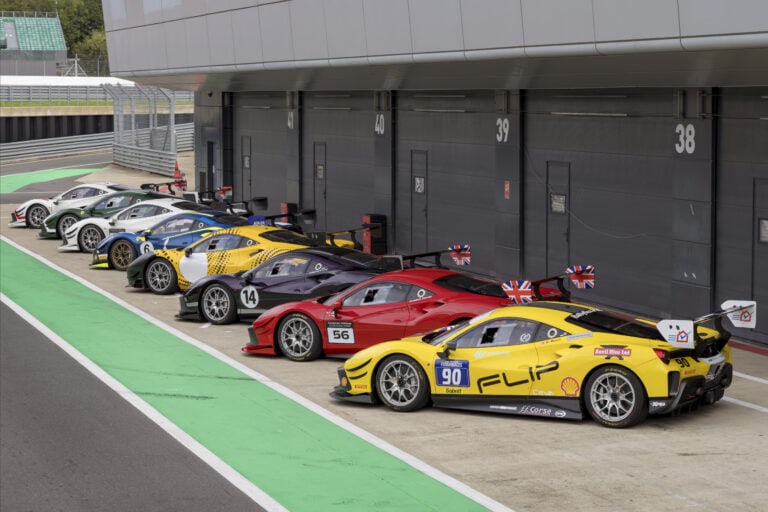 8 FF Corse Ferrari Challenge cars in the Pit Lane